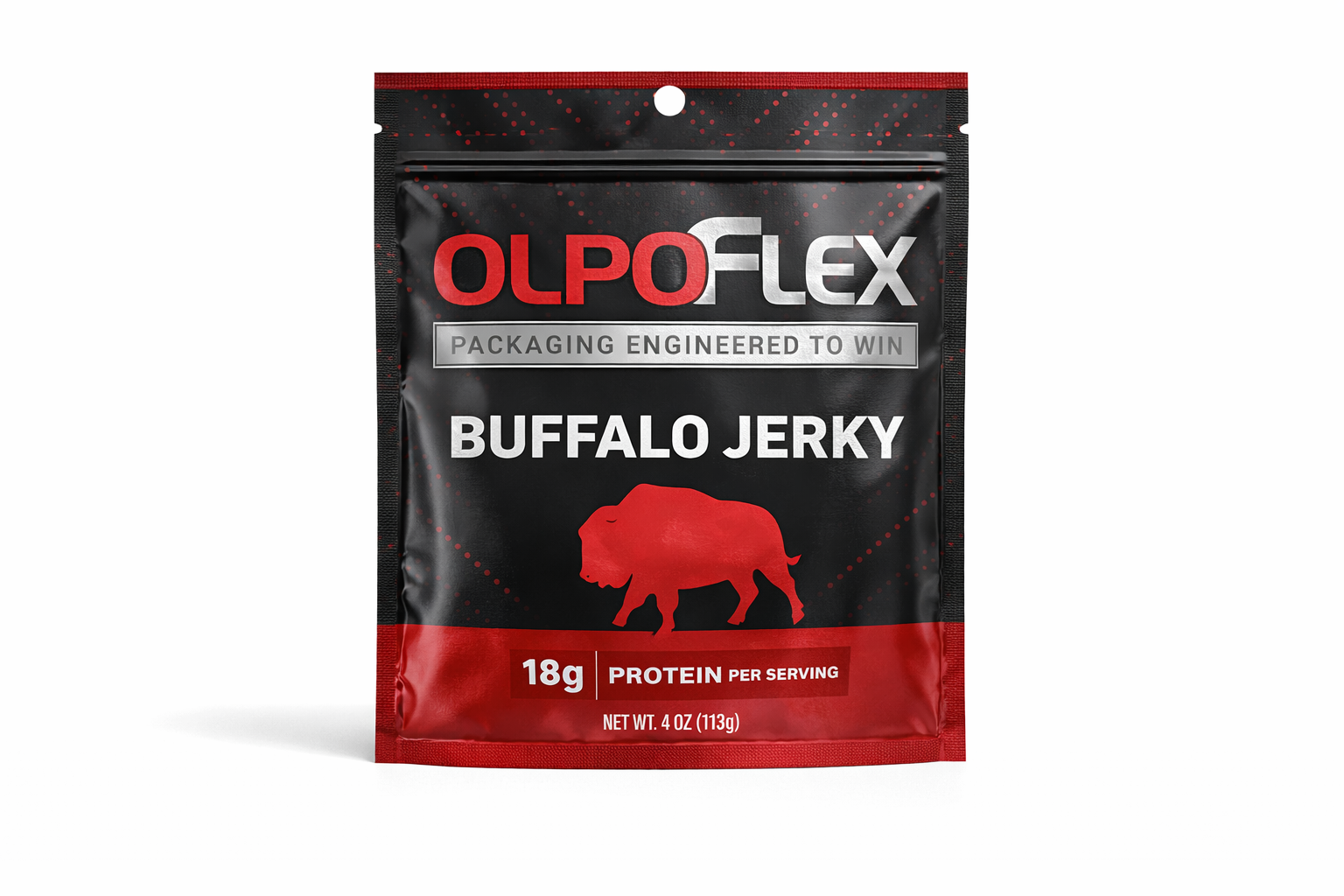 Flat bottom bag for jerky / snacks