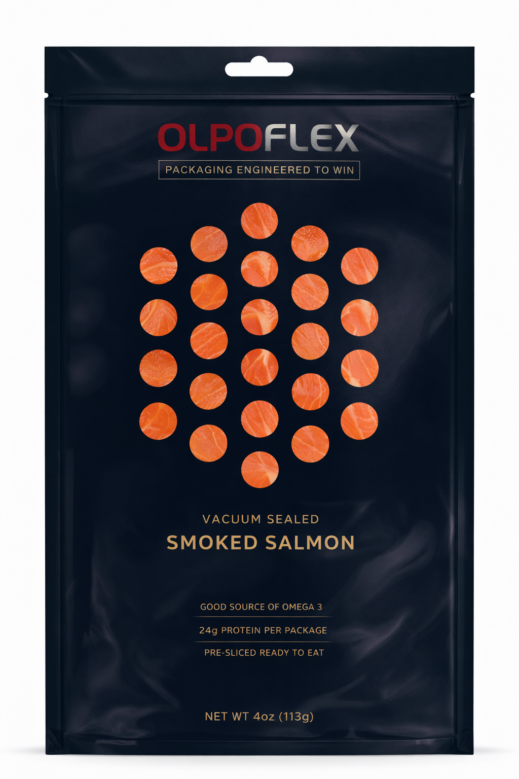 Flat bag for salmon — seafood vacuum packaging