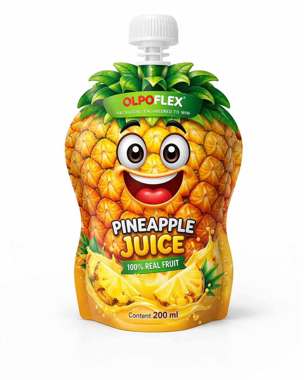 Die-cut shaped pineapple pouch