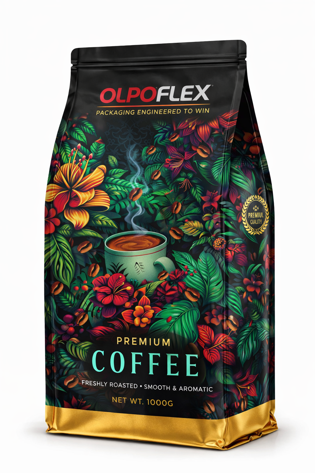 Coffee packaging in production